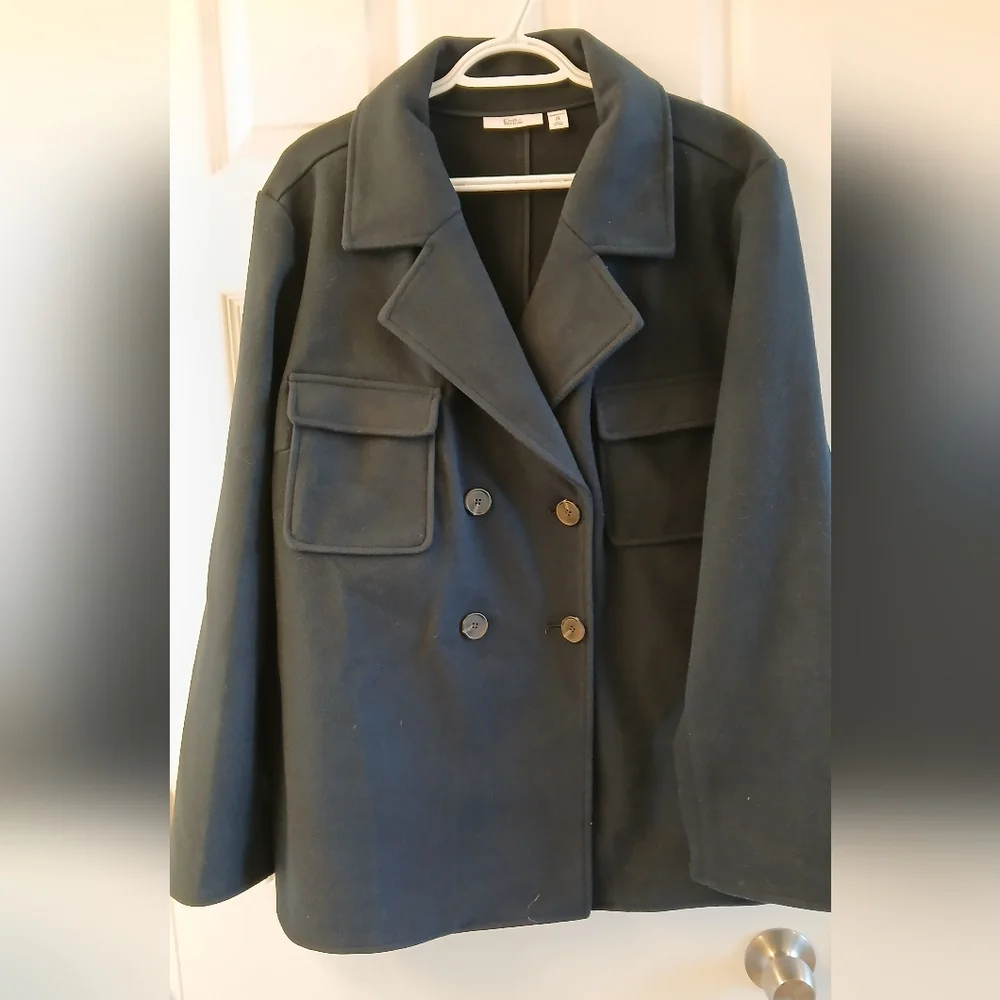 Croft & Barrow Navy Pea Coat – Women’s 2X – Washable, Double‑Breasted Classic